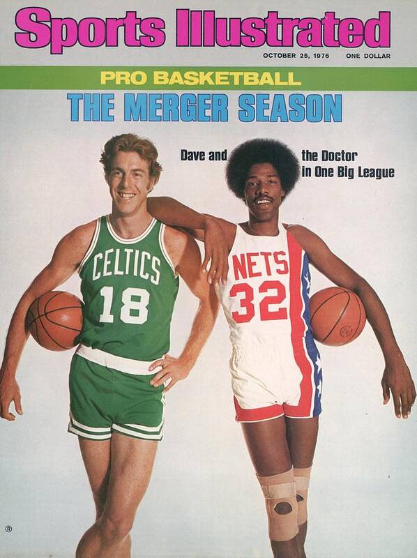 Magazine Cover Poster featuring the photograph Boston Celtics Dave Cowen And New York Nets Julius Erving Sports Illustrated Cover by Sports Illustrated