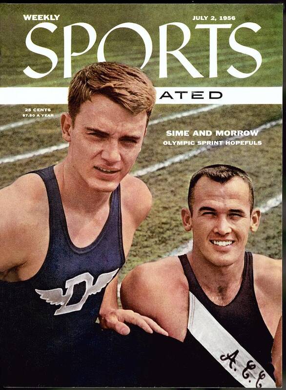1950-1959 Poster featuring the photograph David Sime And Bobby Morrow, 1956 Drake Relays Sports Illustrated Cover by Sports Illustrated
