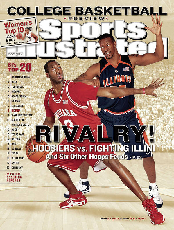 Magazine Cover Poster featuring the photograph Indiana University D.j. White And University Of Illinois Sports Illustrated Cover by Sports Illustrated