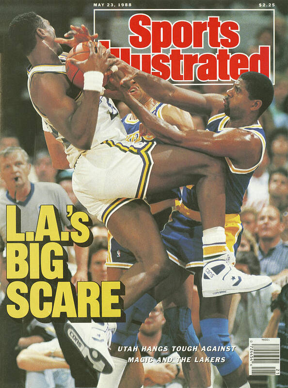 Magazine Cover Poster featuring the photograph L.a.s Big Scare Utah Hangs Tough Against Magic And The Sports Illustrated Cover by Sports Illustrated