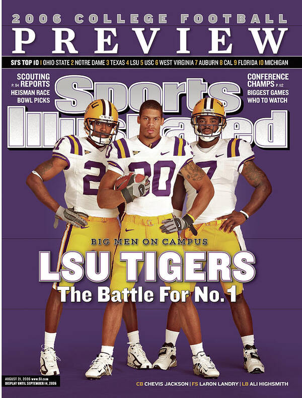 Sports Illustrated Poster featuring the photograph Lsu Laron Landry, Ali Highsmith, And Chevis Jackson Sports Illustrated Cover by Sports Illustrated