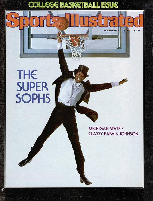 Magazine Cover Poster featuring the photograph Michigan State Magic Johnson, 1978 College Basketball Sports Illustrated Cover by Sports Illustrated
