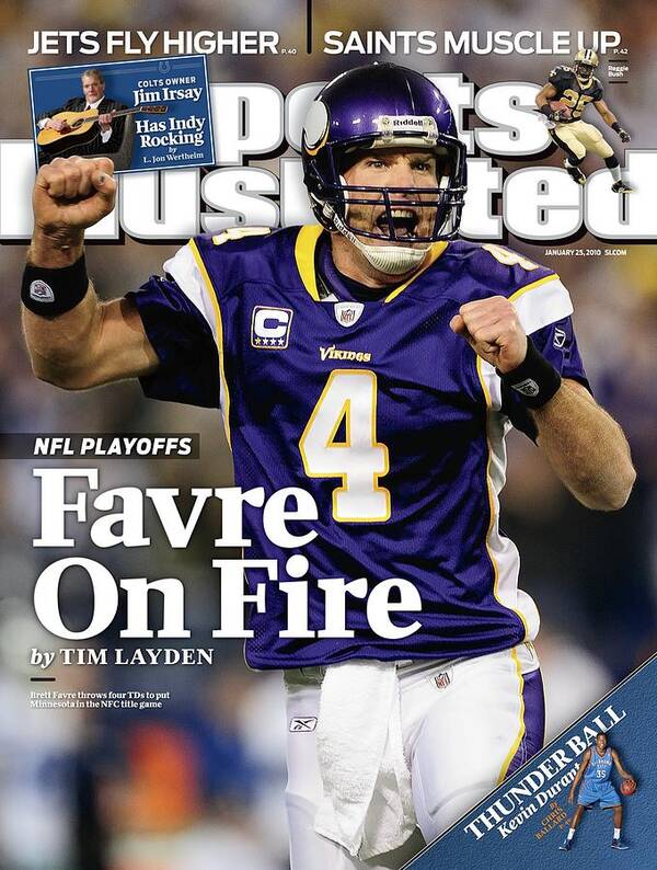 Hubert H. Humphrey Metrodome Poster featuring the photograph Minnesota Vikings Qb Brett Favre, 2010 Nfc Divisional Sports Illustrated Cover by Sports Illustrated