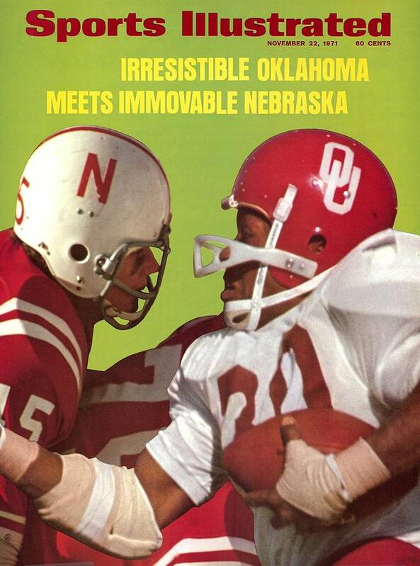 Magazine Cover Poster featuring the photograph Nebraska Bob Terrio And Oklahoma Greg Pruitt Sports Illustrated Cover by Sports Illustrated