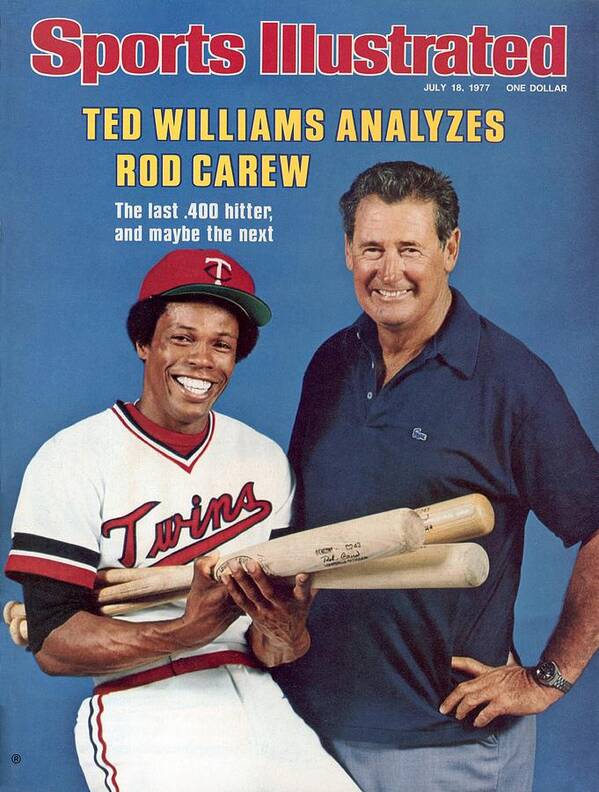 Magazine Cover Poster featuring the photograph Ted Williams And Minnesota Twins Rod Carew Sports Illustrated Cover by Sports Illustrated