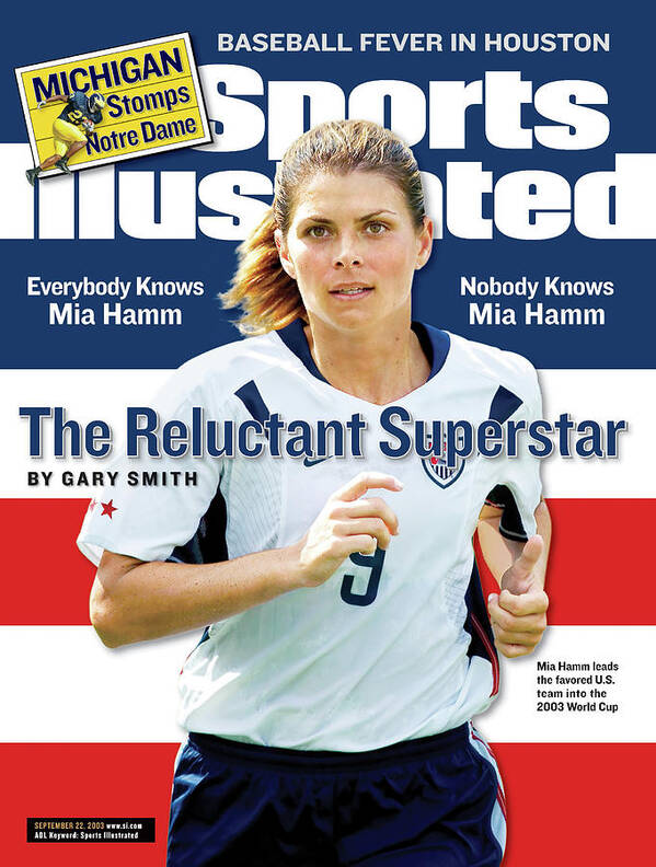 Magazine Cover Poster featuring the photograph The Reluctant Superstar Everybody Knows Mia Hamm, Nobody Sports Illustrated Cover by Sports Illustrated