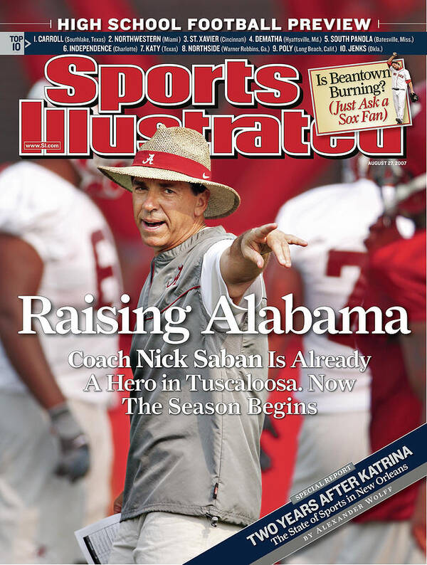 Magazine Cover Poster featuring the photograph University Of Alabama Coach Nick Saban Sports Illustrated Cover by Sports Illustrated