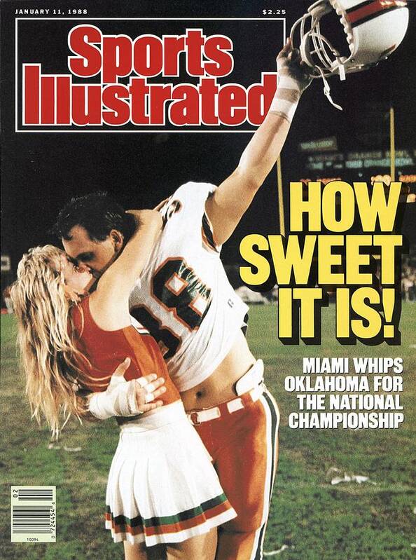1980-1989 Poster featuring the photograph University Of Miami Dennis Keller, 1988 Orange Bowl Sports Illustrated Cover by Sports Illustrated