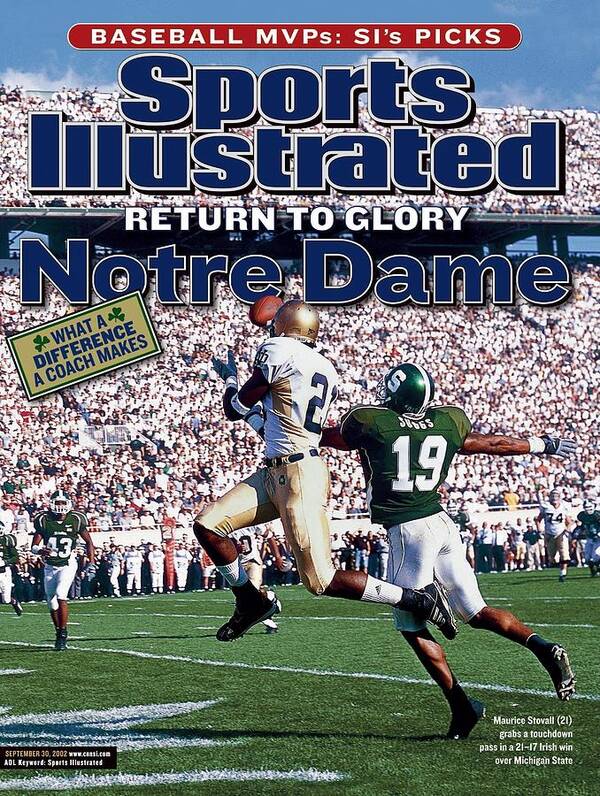 Michigan State University Poster featuring the photograph University Of Notre Dame Maurice Stovall Sports Illustrated Cover by Sports Illustrated