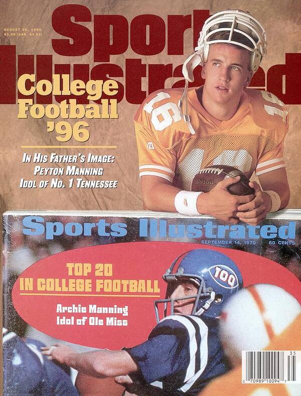 Magazine Cover Poster featuring the photograph University Of Tennessee Qb Peyton Manning Sports Illustrated Cover by Sports Illustrated