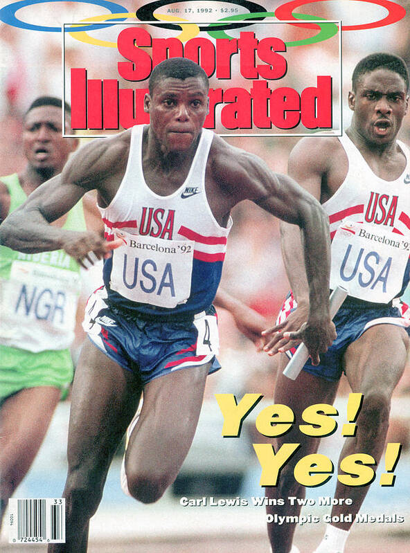 Magazine Cover Poster featuring the photograph Usa Carl Lewis And Dennis Mitchell, 1992 Summer Olympics Sports Illustrated Cover by Sports Illustrated