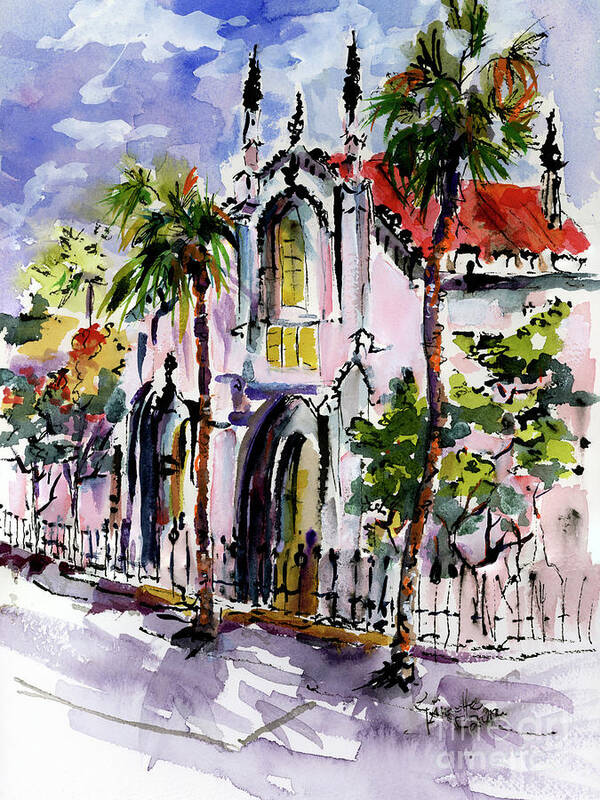 Churches Poster featuring the painting French Huguenot Church Charleston South Carolina by Ginette Callaway