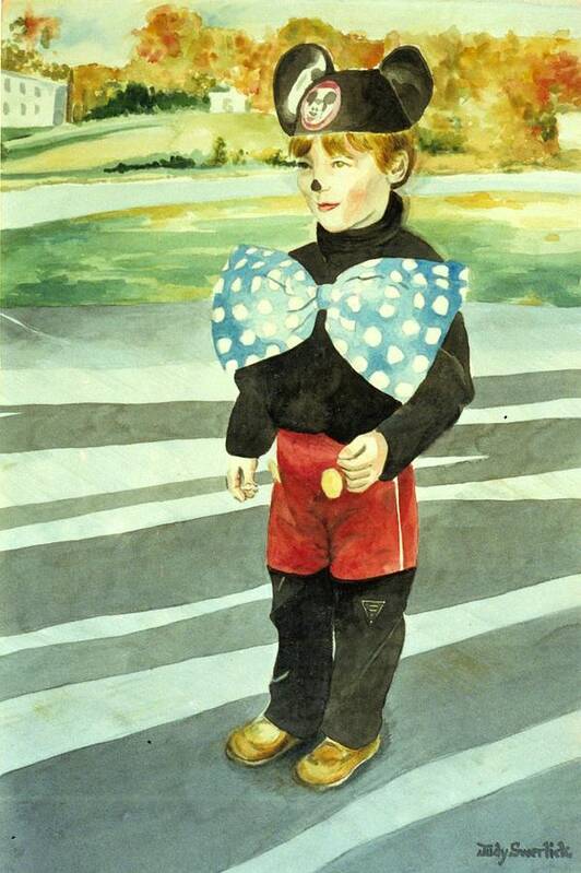 Little Boy Poster featuring the painting Second Halloween by Judy Swerlick