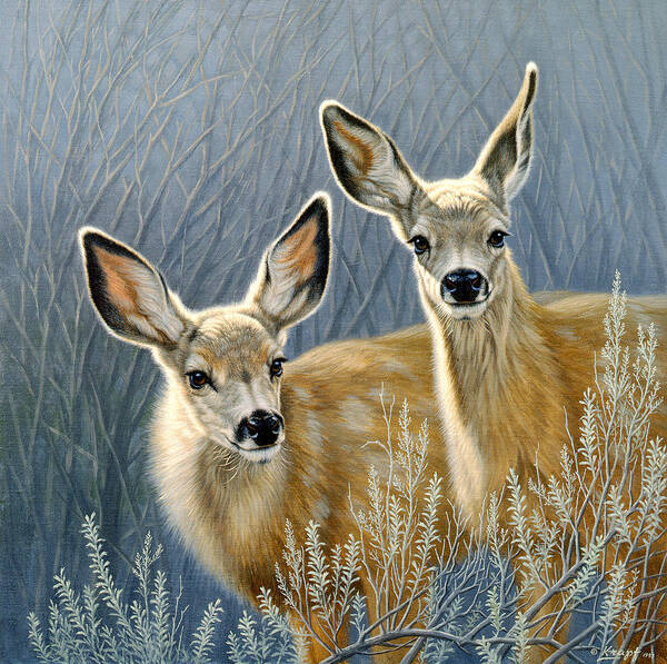 Wildlife Poster featuring the painting Curious Pair by Paul Krapf