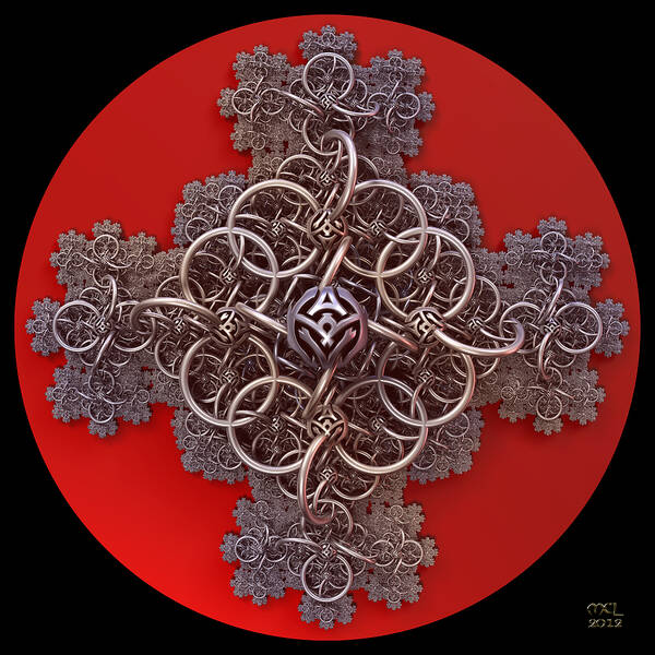 Computer Poster featuring the digital art Fractal Cruciform by Manny Lorenzo