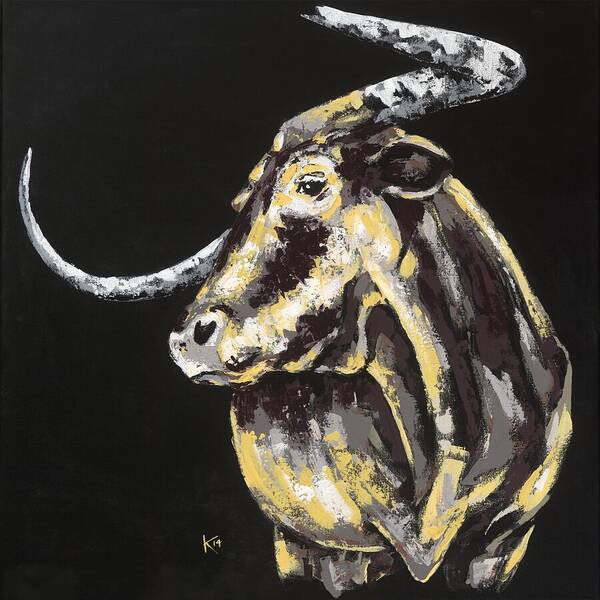 Palette Knife Painting Poster featuring the painting Texas Longhorn by Konni Jensen