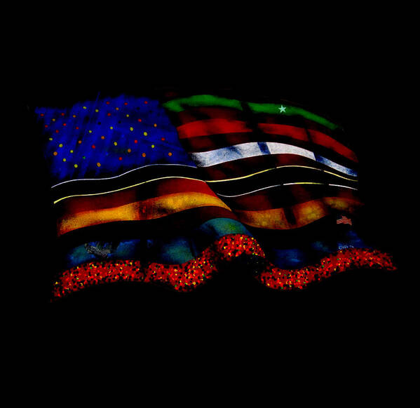 Flag Poster featuring the painting Flag At Night by Steve Fields