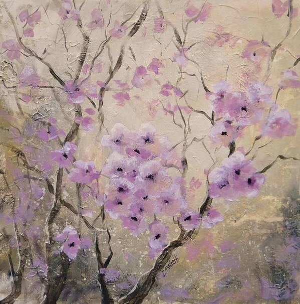 Flowering Tree Poster featuring the painting A Glow by Laura Lee Zanghetti