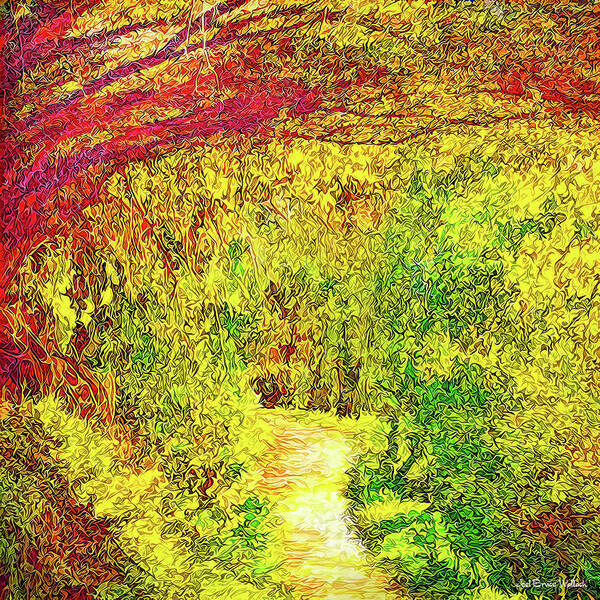 Joelbrucewallach Poster featuring the digital art Bright Afternoon Pathway - Trail In Santa Monica Mountains by Joel Bruce Wallach