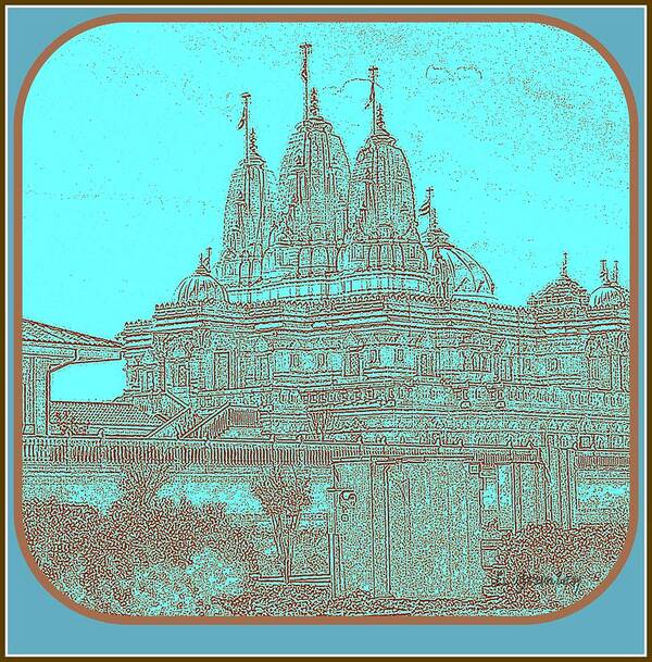 Orange Poster featuring the digital art Hindu Temple by Lessandra Grimley