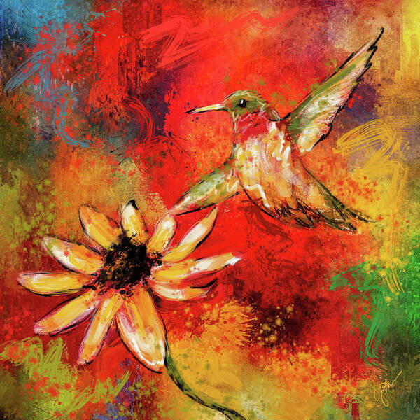 Jai Johnson Poster featuring the painting Hummingbird Energy by Jai Johnson
