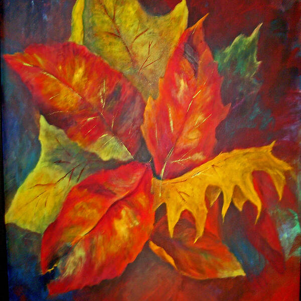Leaves Poster featuring the painting Seasons End by Carolyn Saine