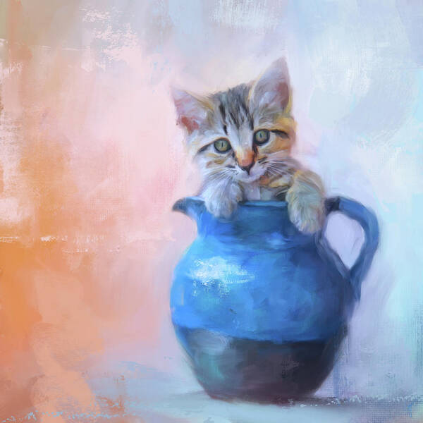 Colorful Poster featuring the painting A Pitcher Full of Purrfection by Jai Johnson