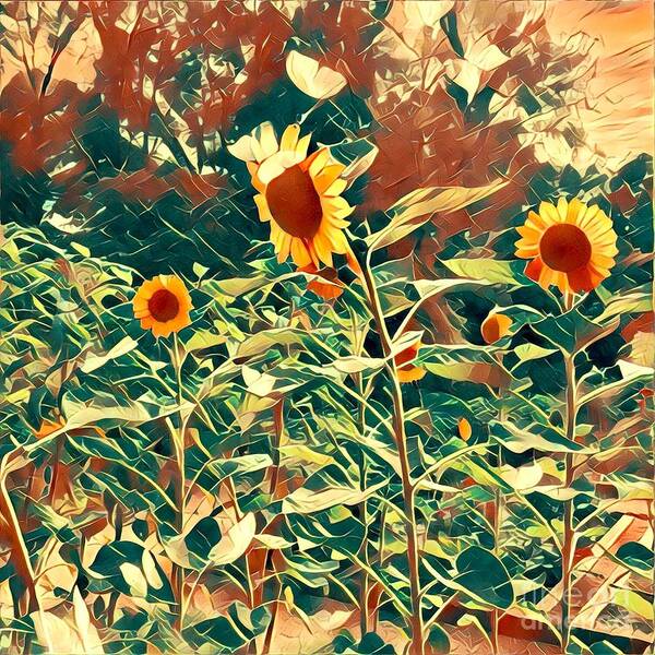 Sunflowers Poster featuring the digital art Dream of Sunflowers by Karen Francis