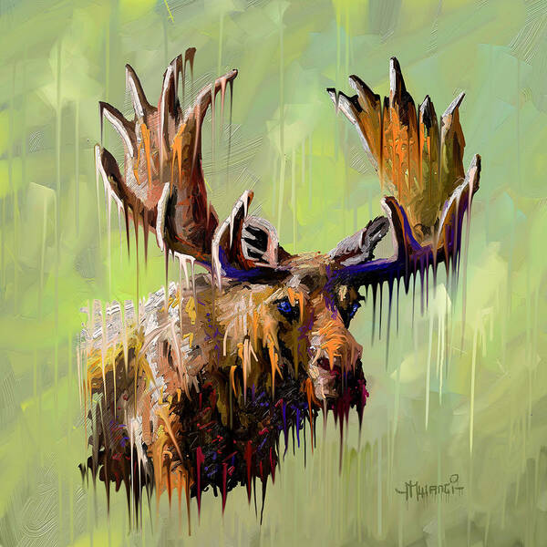 Mammal Poster featuring the painting Dripping Moose by Anthony Mwangi