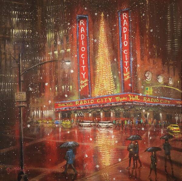 Radio City Music Hall Poster featuring the painting Radio City NYC by Tom Shropshire