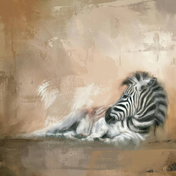 Colorful Poster featuring the painting Zebra At Rest by Jai Johnson
