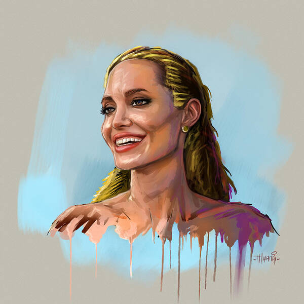 Angelina Jolie Poster featuring the painting Angelina Jolie by Anthony Mwangi