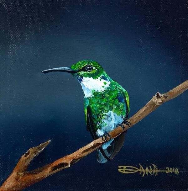Birds Poster featuring the painting Emerald Hummer by Dana Newman