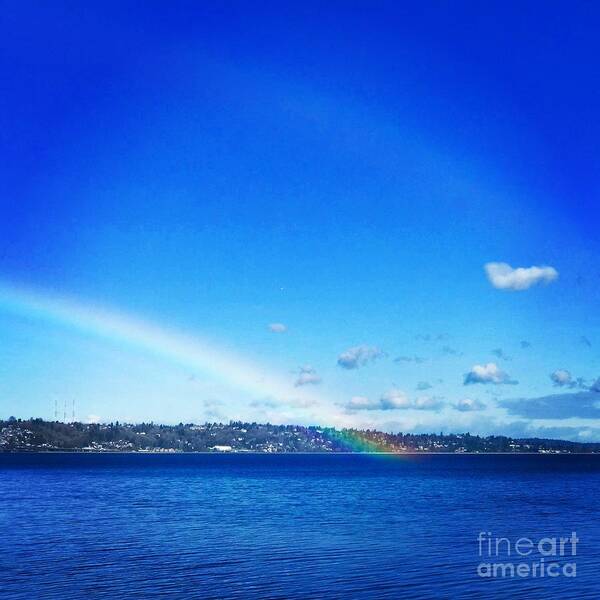Rainbow Poster featuring the photograph Rainbow on Lake Washington by Suzanne Lorenz