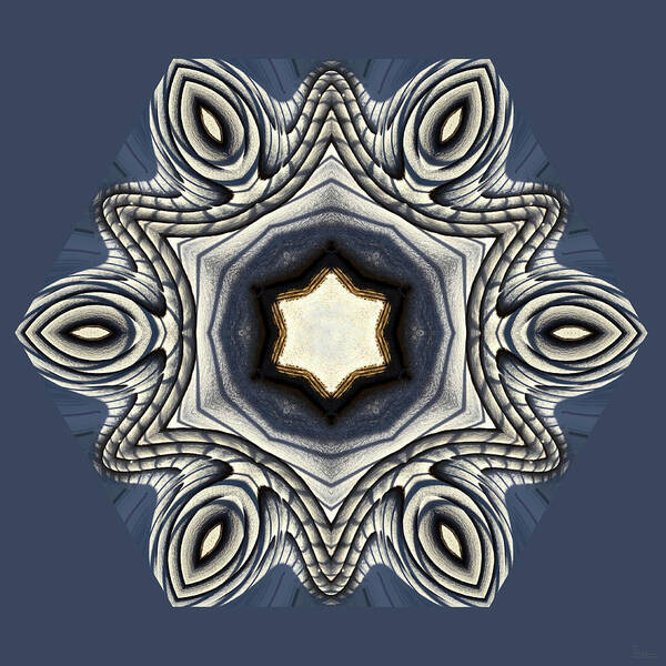  Poster featuring the photograph Snowflake Mandala - snow and shadows on decking planks - mirrored creation by Peter Herman