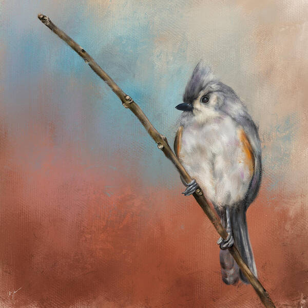 Bird Poster featuring the painting Teddy The Tufted Titmouse by Jai Johnson