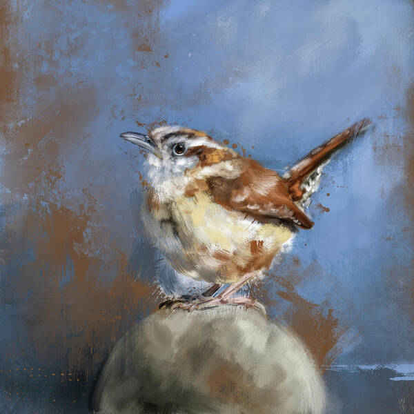 Bird Poster featuring the painting Wallace The Wren by Jai Johnson