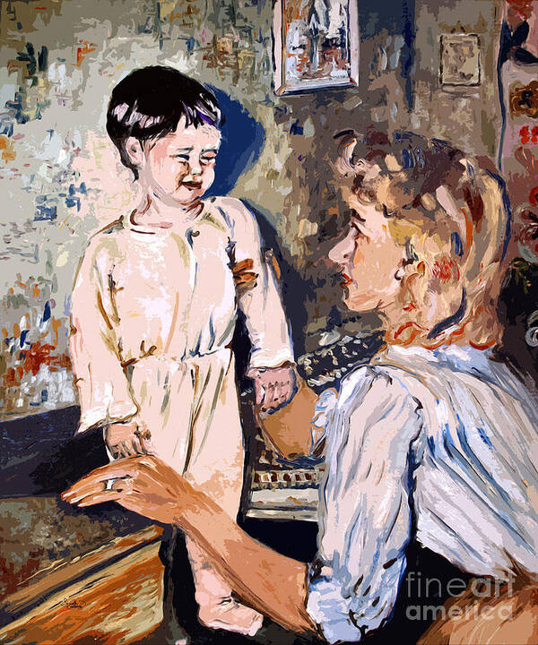 Children Poster featuring the painting Bedtime Ginette Self Portrait as Child by Ginette Callaway