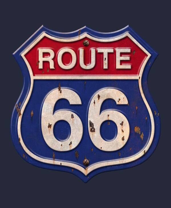 Route 66 Poster featuring the digital art Route 66 Shirt by WB Johnston