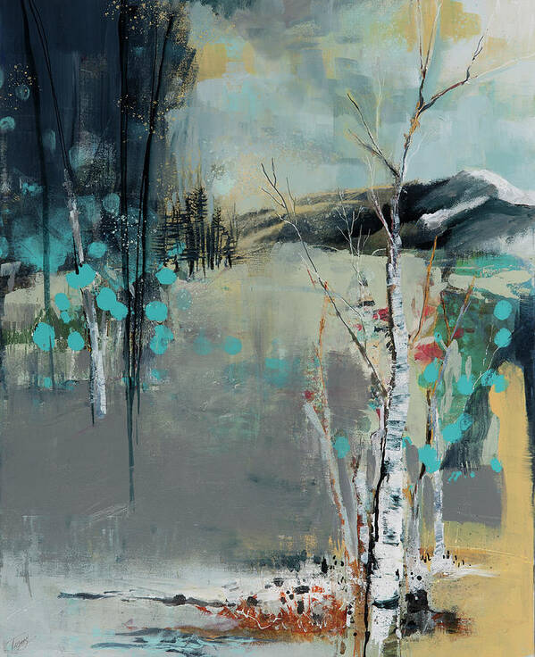  Poster featuring the painting Memories of a Winter Walk by Julie Tibus