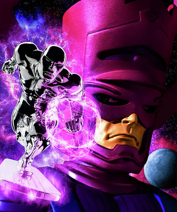 Space Poster featuring the digital art Silver Surfer - The Herald of Galactus by Blindzider Photography