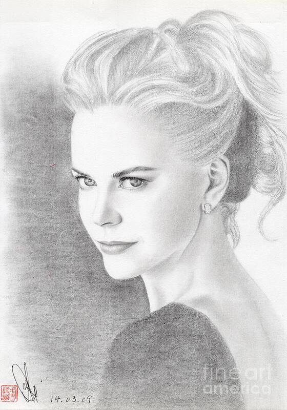Greeting Cards Poster featuring the drawing Nicole Kidman #1 by Eliza Lo