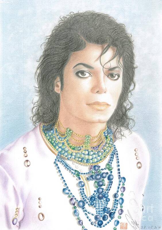 Greeting Cards Poster featuring the drawing Michael Jackson - Our Beautiful Prince by Eliza Lo