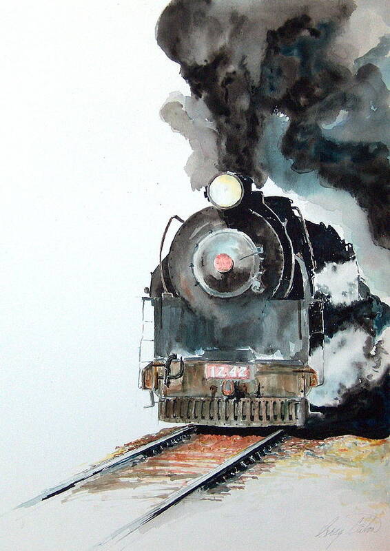 Trains Poster featuring the painting Smokin by Greg Clibon