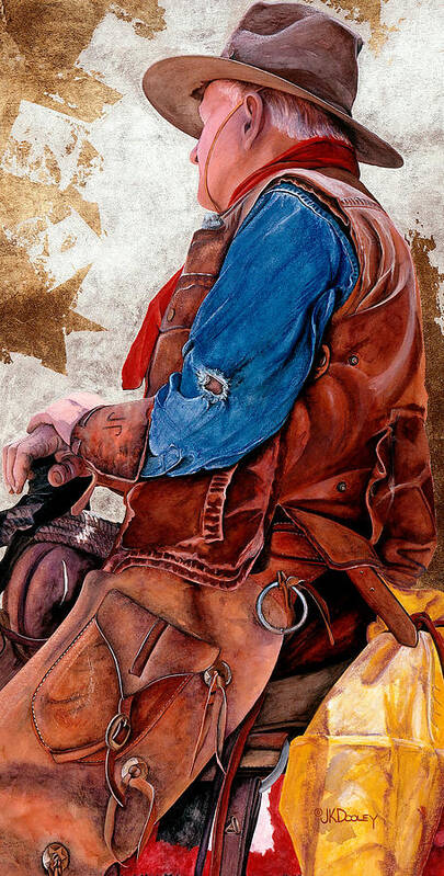 Cowboy Poster featuring the painting Tall in the Saddle by JK Dooley