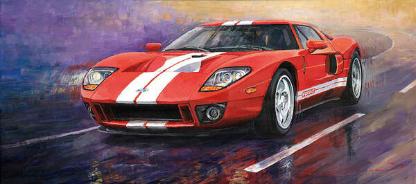 Automotive Poster featuring the painting Ford GT 2005 by Yuriy Shevchuk