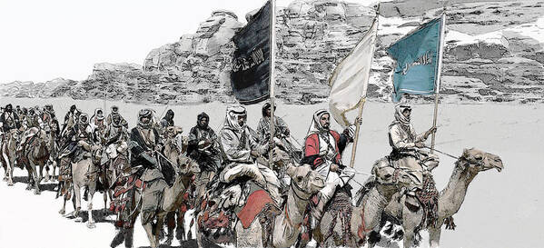 Lawrence Of Arabia Poster featuring the digital art Arabian Cavalry by Kurt Ramschissel