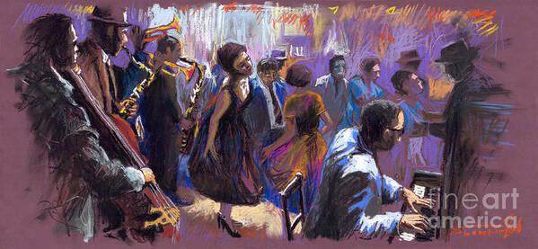 Jazz.pastel Poster featuring the painting Jazz by Yuriy Shevchuk