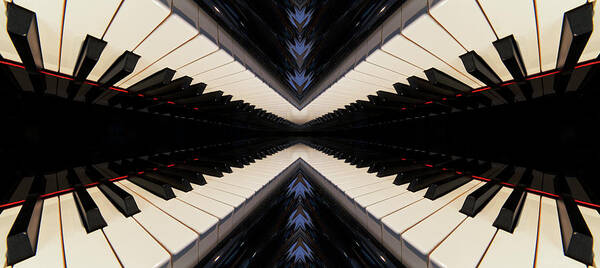 Piano Poster featuring the photograph PianoScape #3 - piano keyboard abstract mirrored perspective by Peter Herman