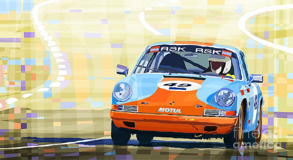 Shevchukart Poster featuring the digital art Porsche 911 S Classic Le Mans 24 by Yuriy Shevchuk